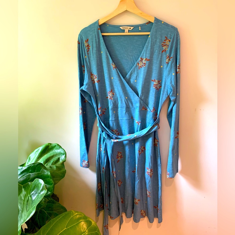 Toad&Co Blue Floral Wrap Dress